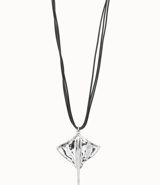 Long leather necklace pendant with manta ray