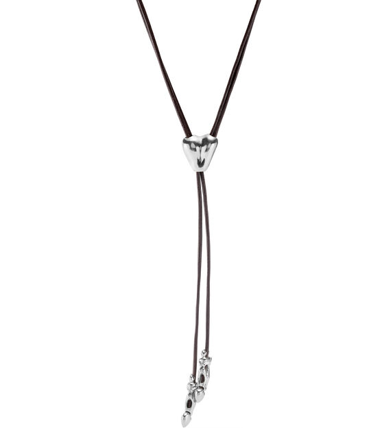 Long adjustable leather necklace with  a heart