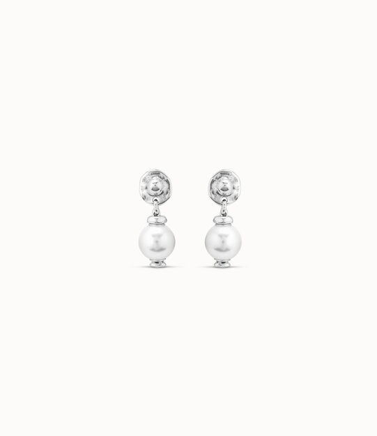 Sterling silver-plated drop earrings with pearl