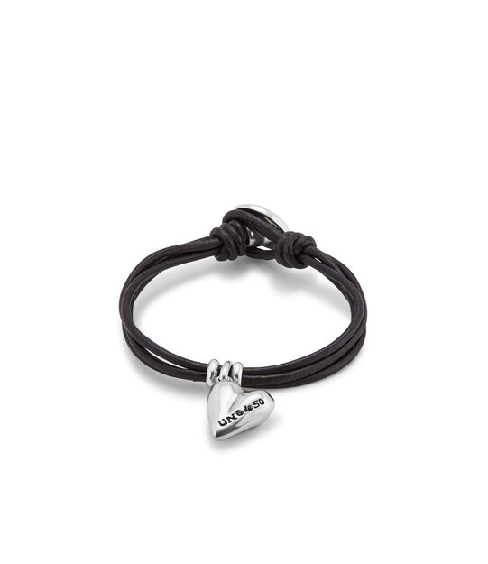 Leather bracelet with a heart charm