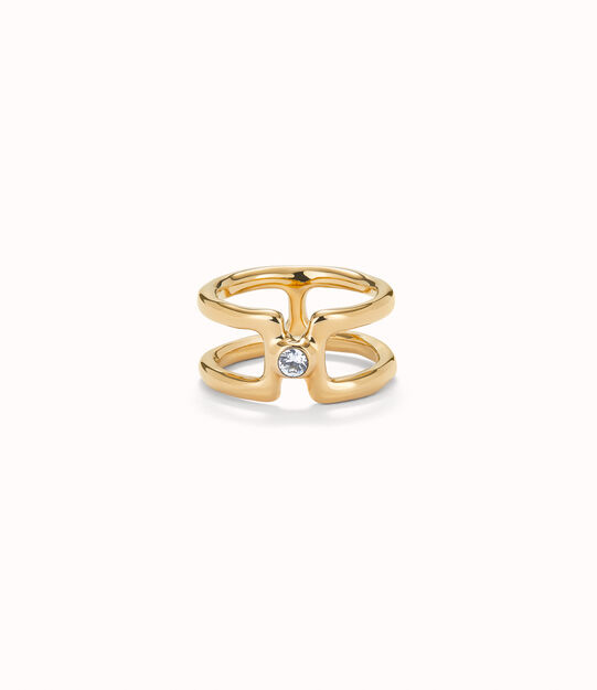 Double ring with white topaz