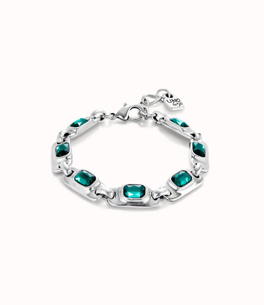 Chain bracelet with green crystals