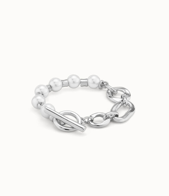 Link chain bracelet with pearls