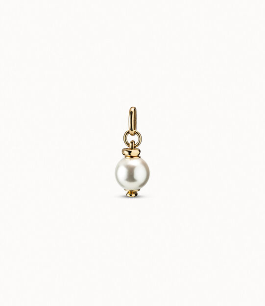 Charm placcato oro 18k con perla bianca, Dorado Charm placcato oro 18k con perla bianca