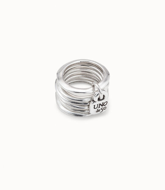 Multi row ring with a charm