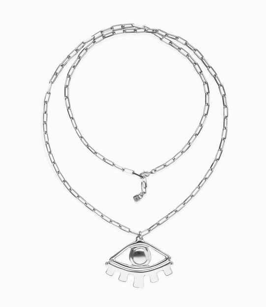 Long pendant chain necklace with central eye
