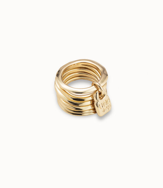 Multi row ring with a charm