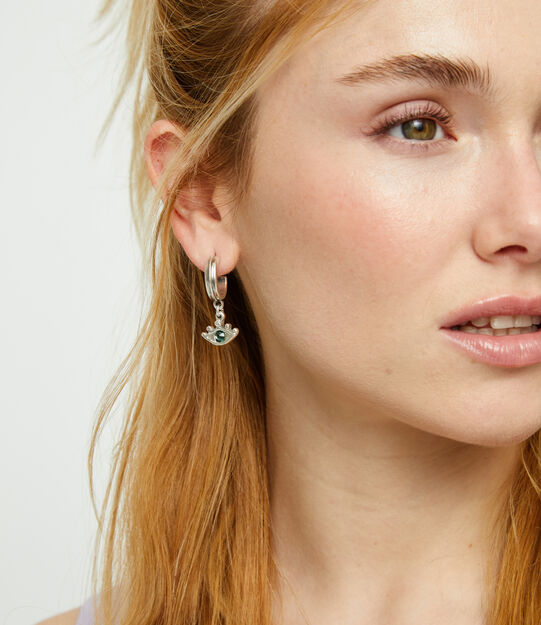 Eye-shaped drop earrings with verde crystal
