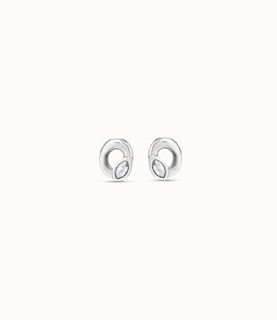 Stud oval earrings with light grey crystal