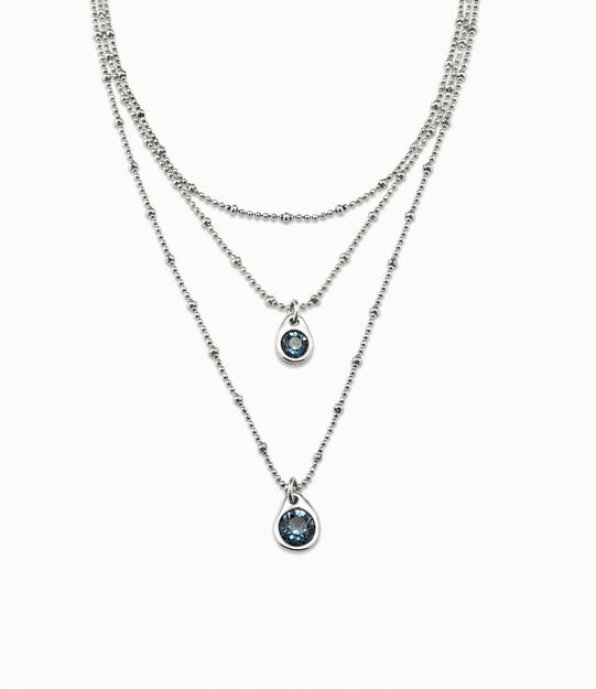 Multi strand chain pendant necklace with crystal, Silver Multi strand chain pendant necklace with crystal