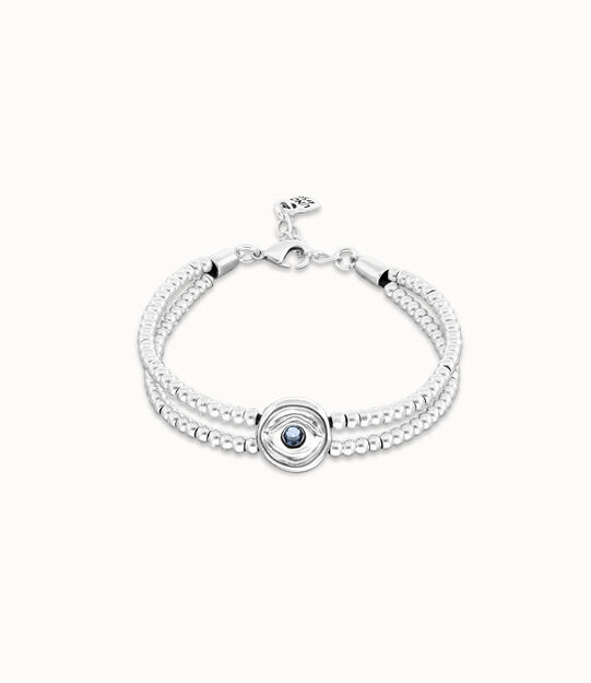 Two-strand beaded bracelet with an eye-shaped charm