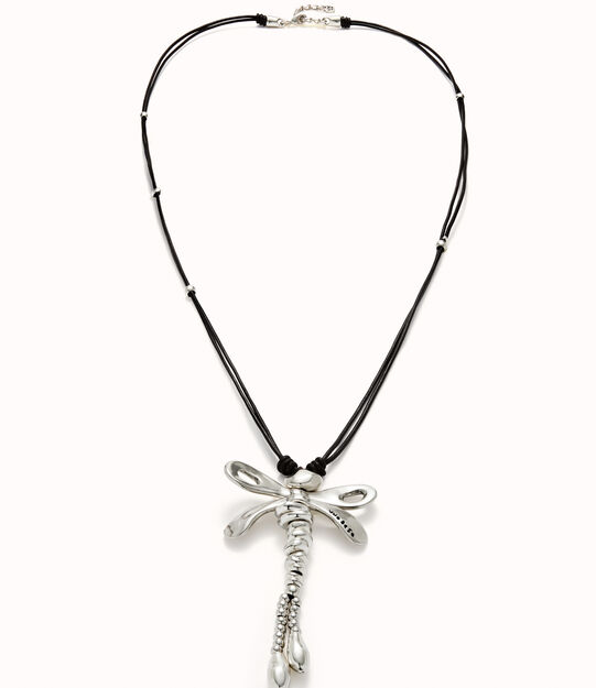 Long pendant necklace with a dragonfly