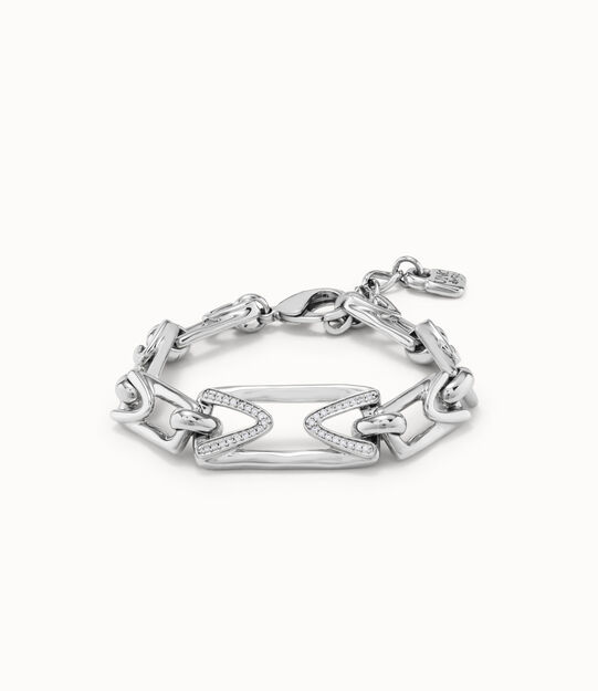 Bracelet plaqué argent avec maillon central moyen, topazes et petits maillons
