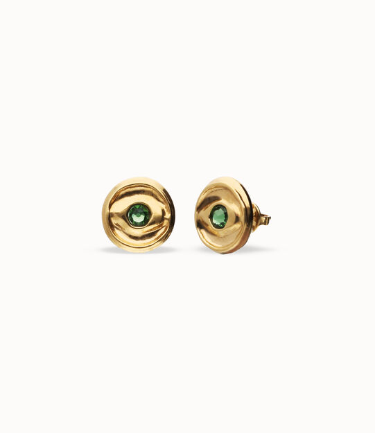 Stud earrings with verde crystal