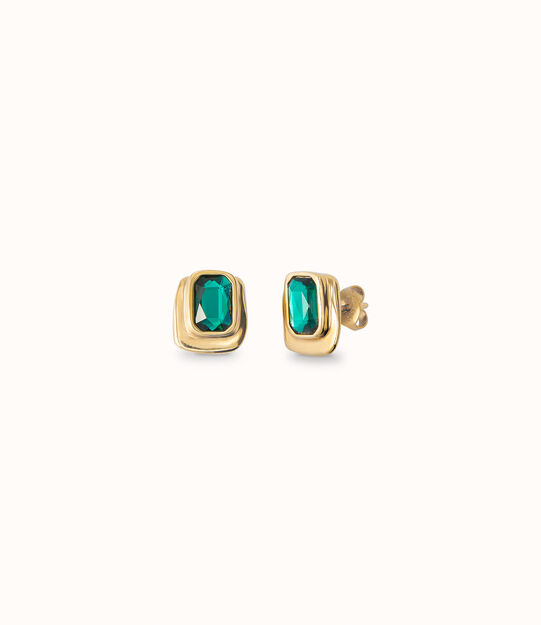 Stud earrings with green crystal