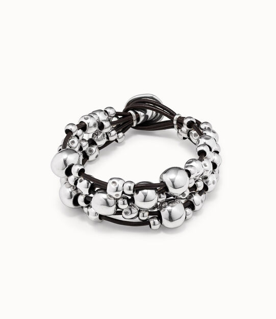 Multi strand beaded leather bracelet
