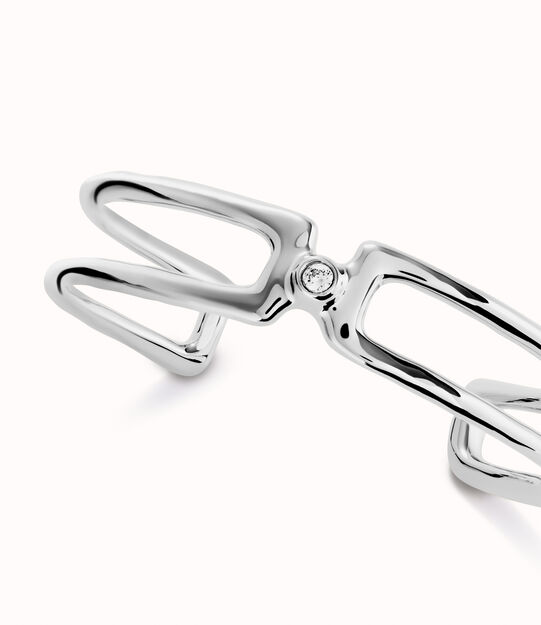 Double strand bangle bracelet with white topaz