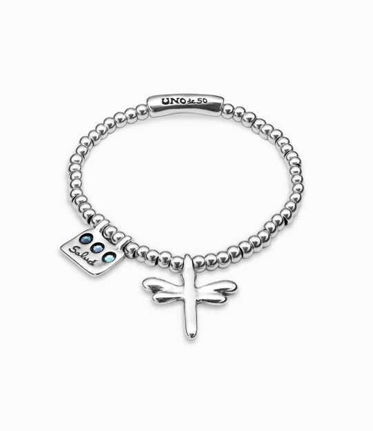Beaded stretch bracelet with a dragonfly charm
