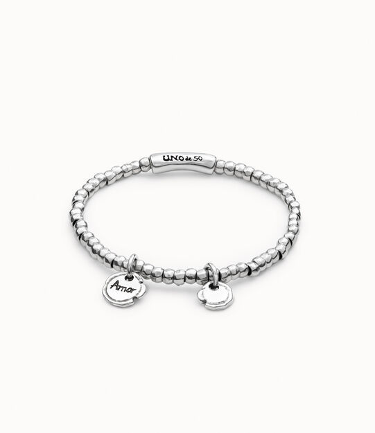 Beaded stretch bracelet with charms