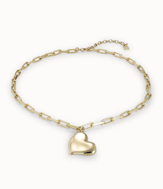 Link chain necklace with heart