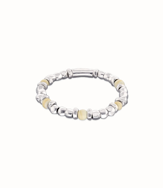 Beaded bracelet with silver and ivory beads