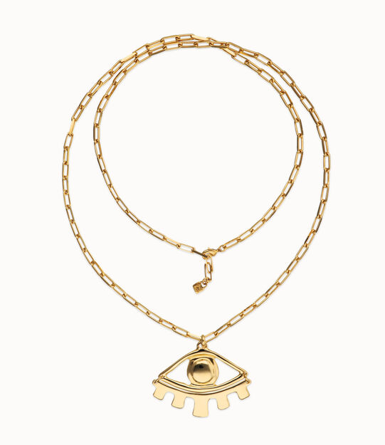 Long pendant chain necklace with central eye