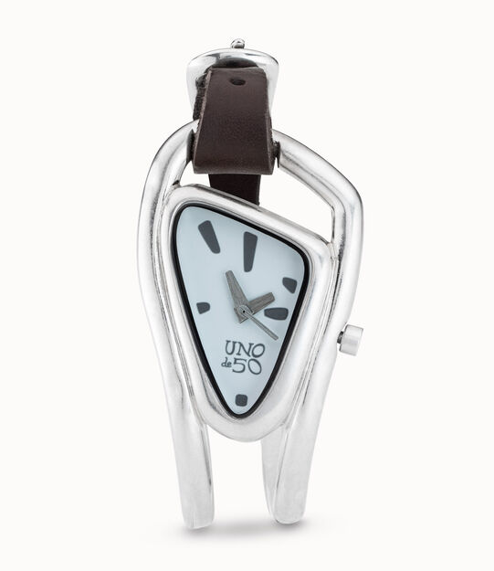 Silver-plated metal Unode50 watch for women with strap convertible into a bracelet