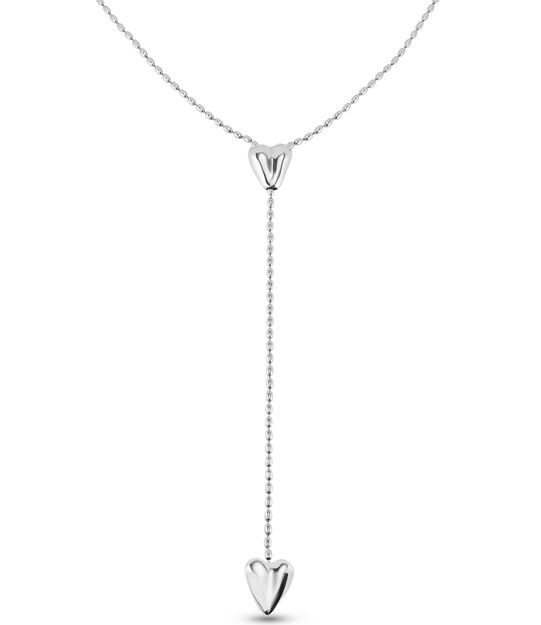 Long adjustable chain necklace with two hearts