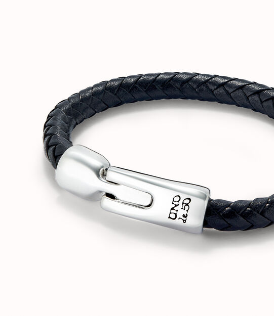Multi strand leather bracelet with 2 circles