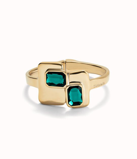 Bangle bracelet with green crystals