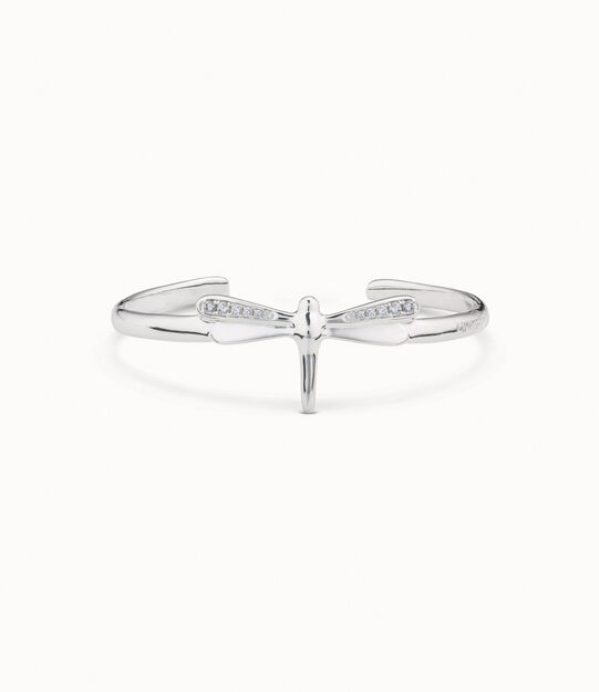 Dragonfly shaped cuff bracelet with topaz