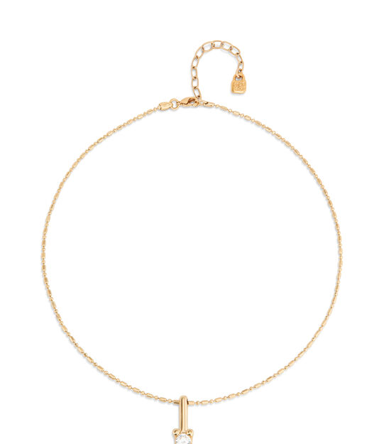 Short chain necklace with white cubic zirconia