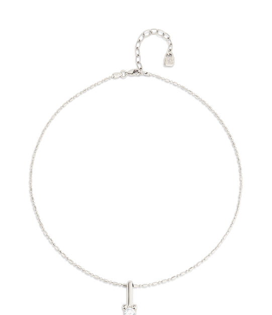Short chain necklace with white cubic zirconia