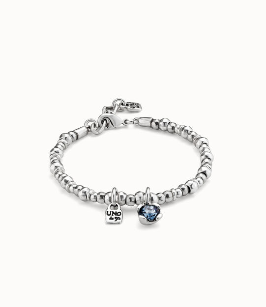 Beaded stretch bracelet with blue crystal