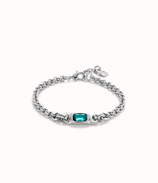 Chain bracelet with green crystal