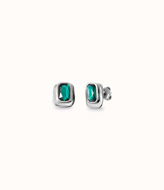 Stud earrings with green crystal