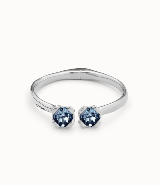Bangle bracelet with two blue crystals