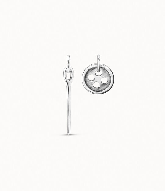 Needle and button earrings