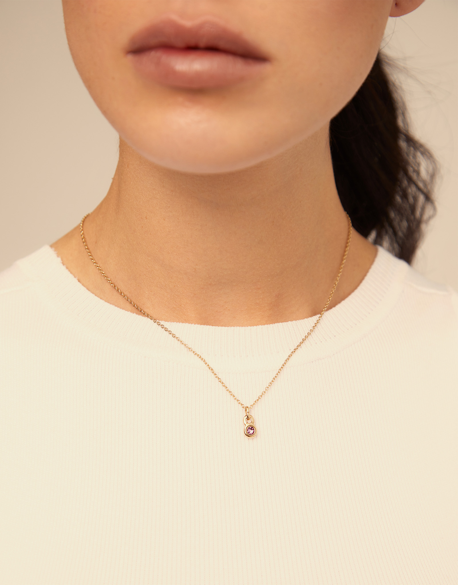 Round shaped Charm with a blue crystal, Golden, large thumbnail