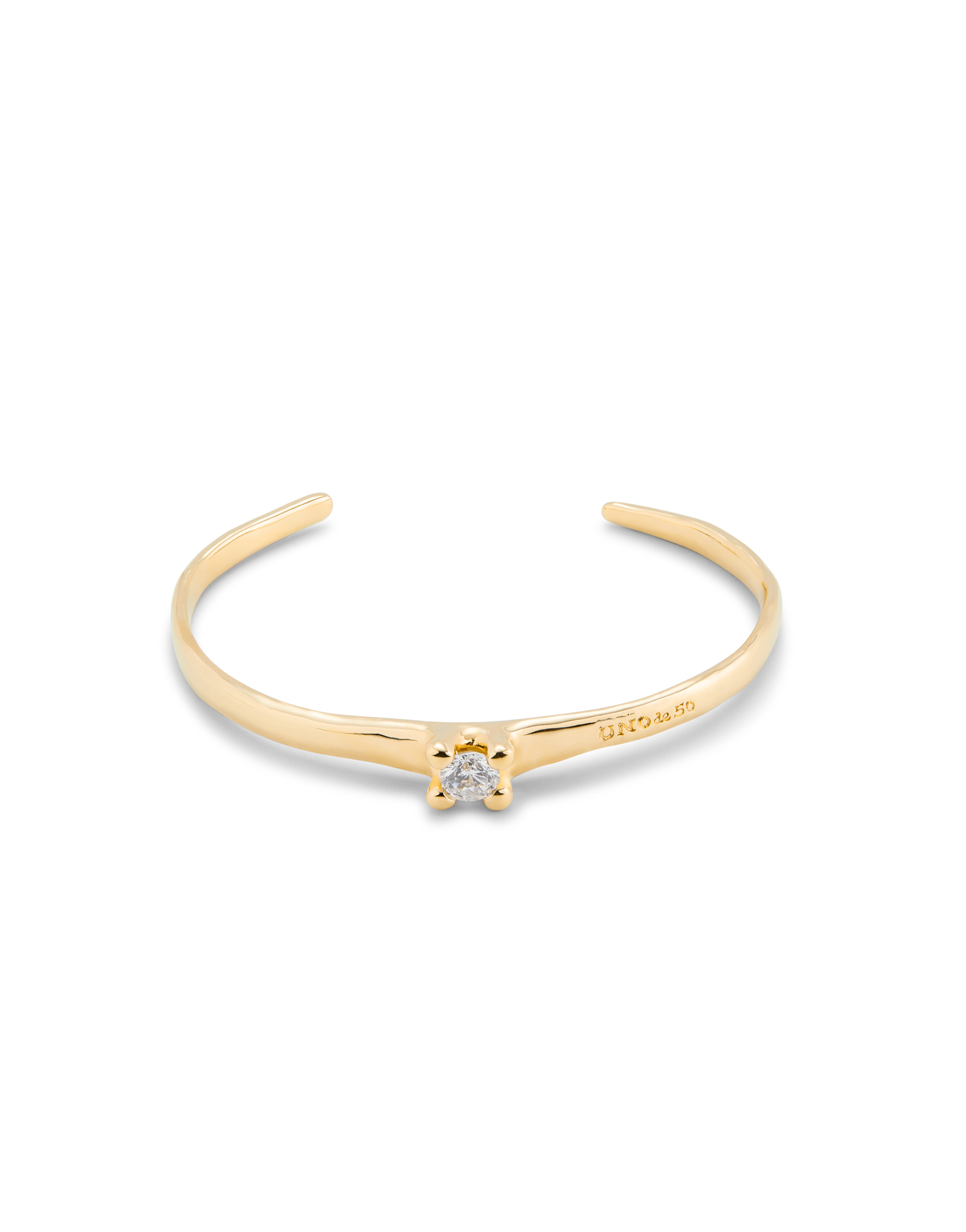 Cuff bracelet with blue cubic zirconia, Golden, large thumbnail