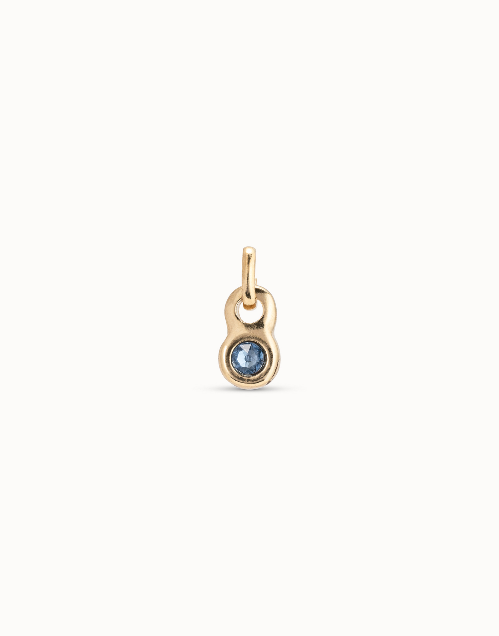 Round shaped Charm with a blue crystal, Golden, large thumbnail