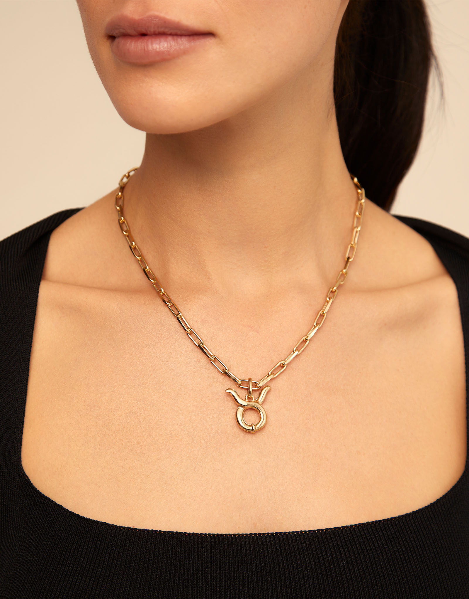 Short link chain charm necklace, Golden, large thumbnail