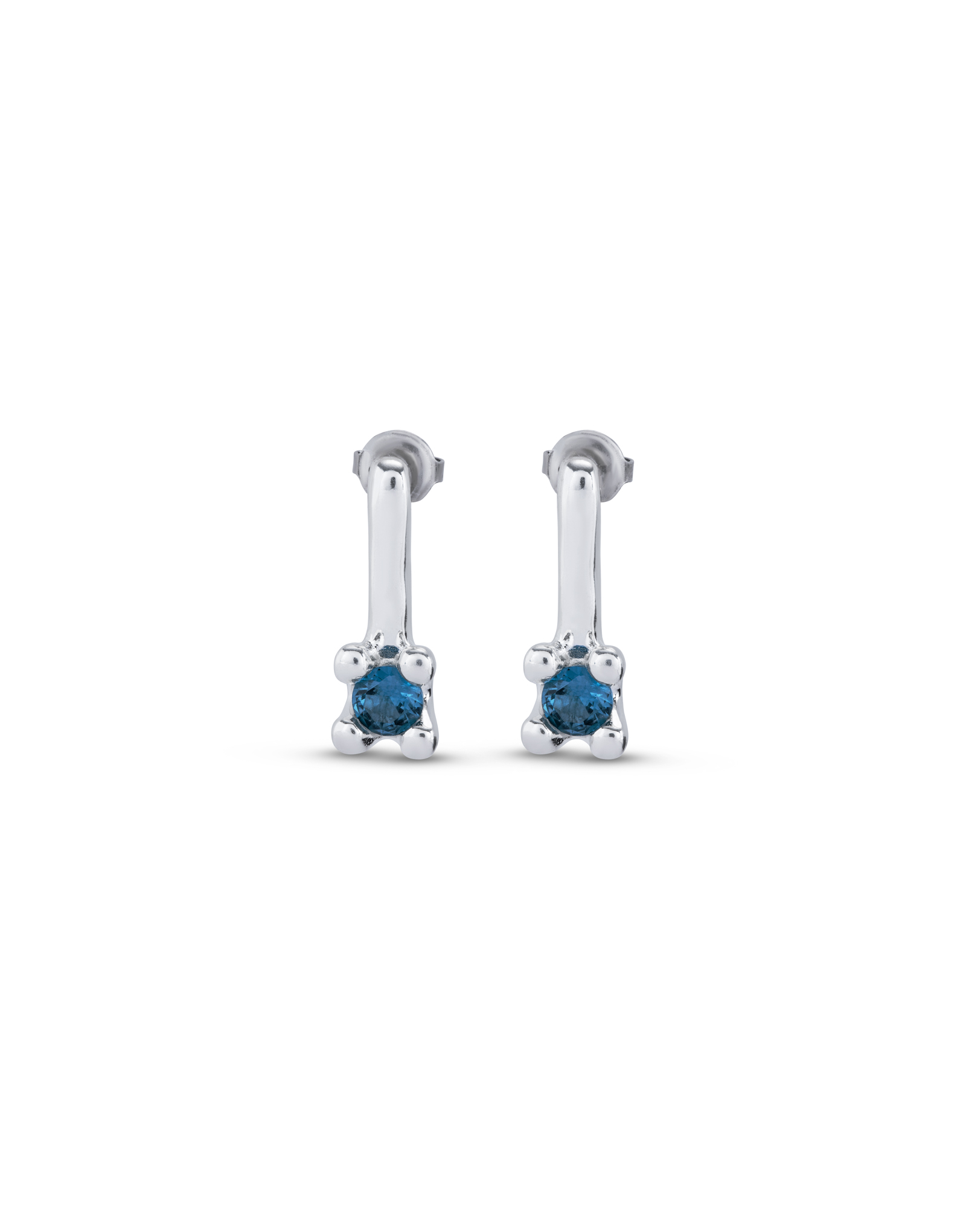 Drop earrings with blue cubic zirconia, Silver, large thumbnail