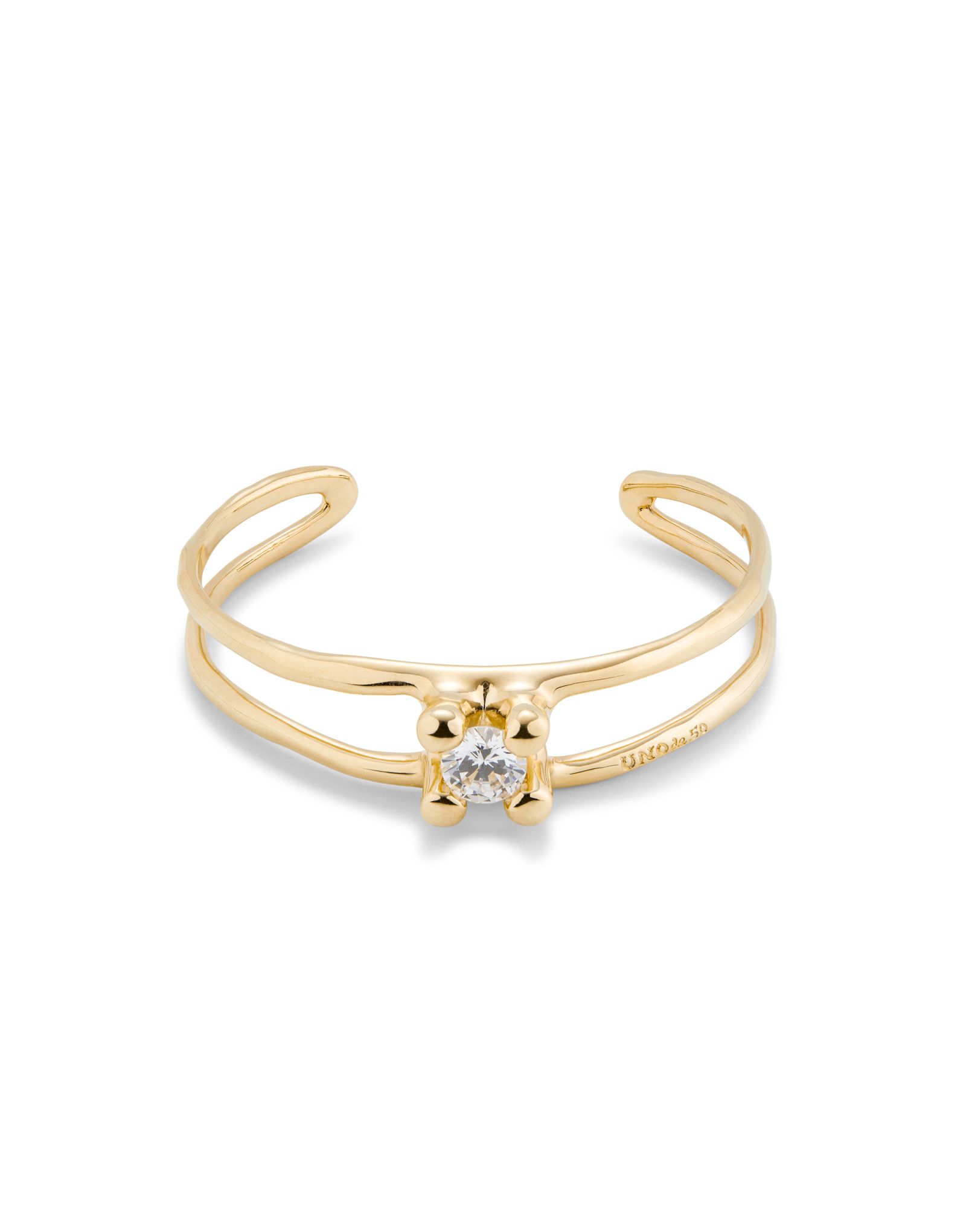 Bangle bracelet with central crystal, Golden, large thumbnail