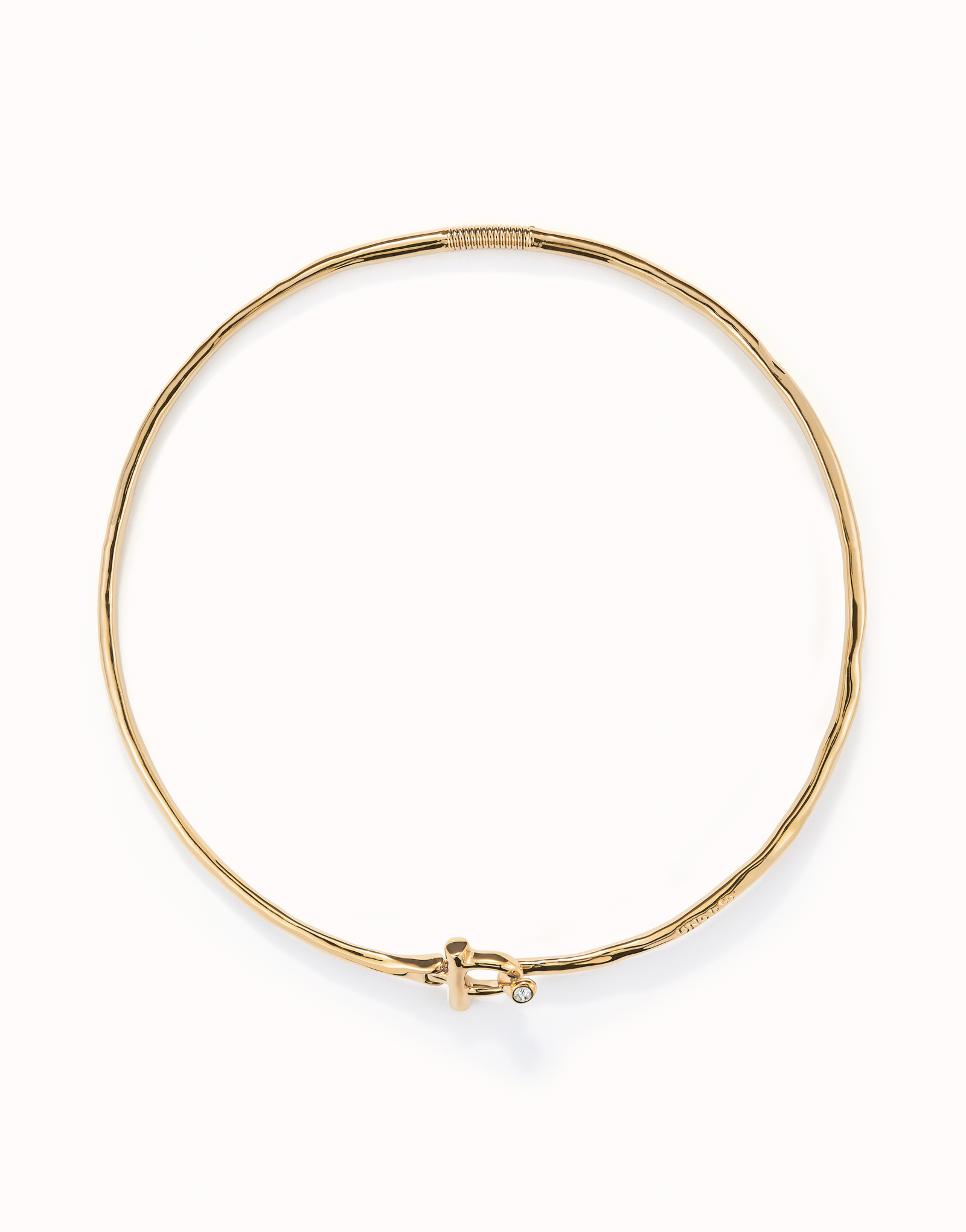 Choker necklace with front clasp and white topaz, Golden, large thumbnail