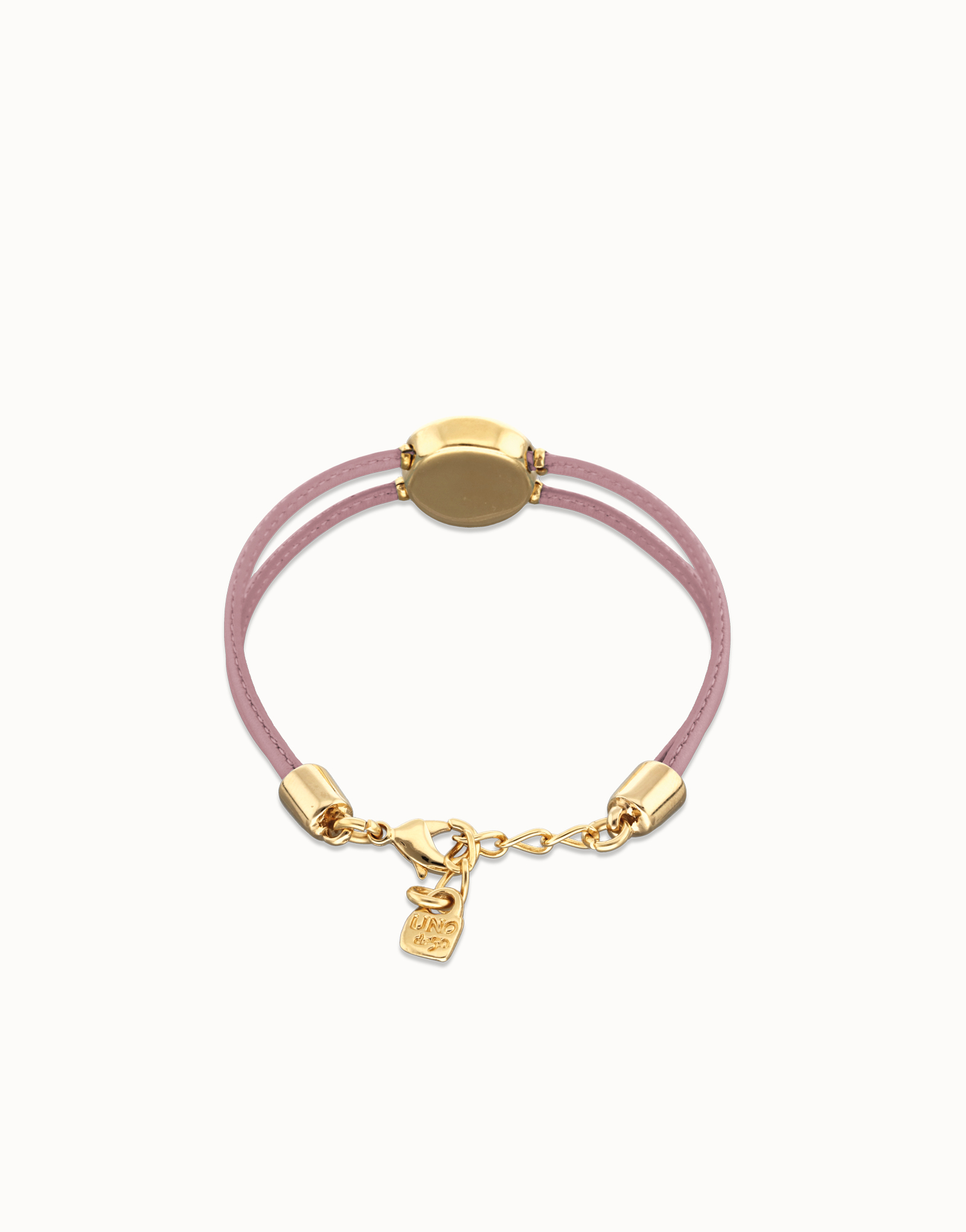 Double lilac leather birthstone bracelet with eye, Golden, large thumbnail