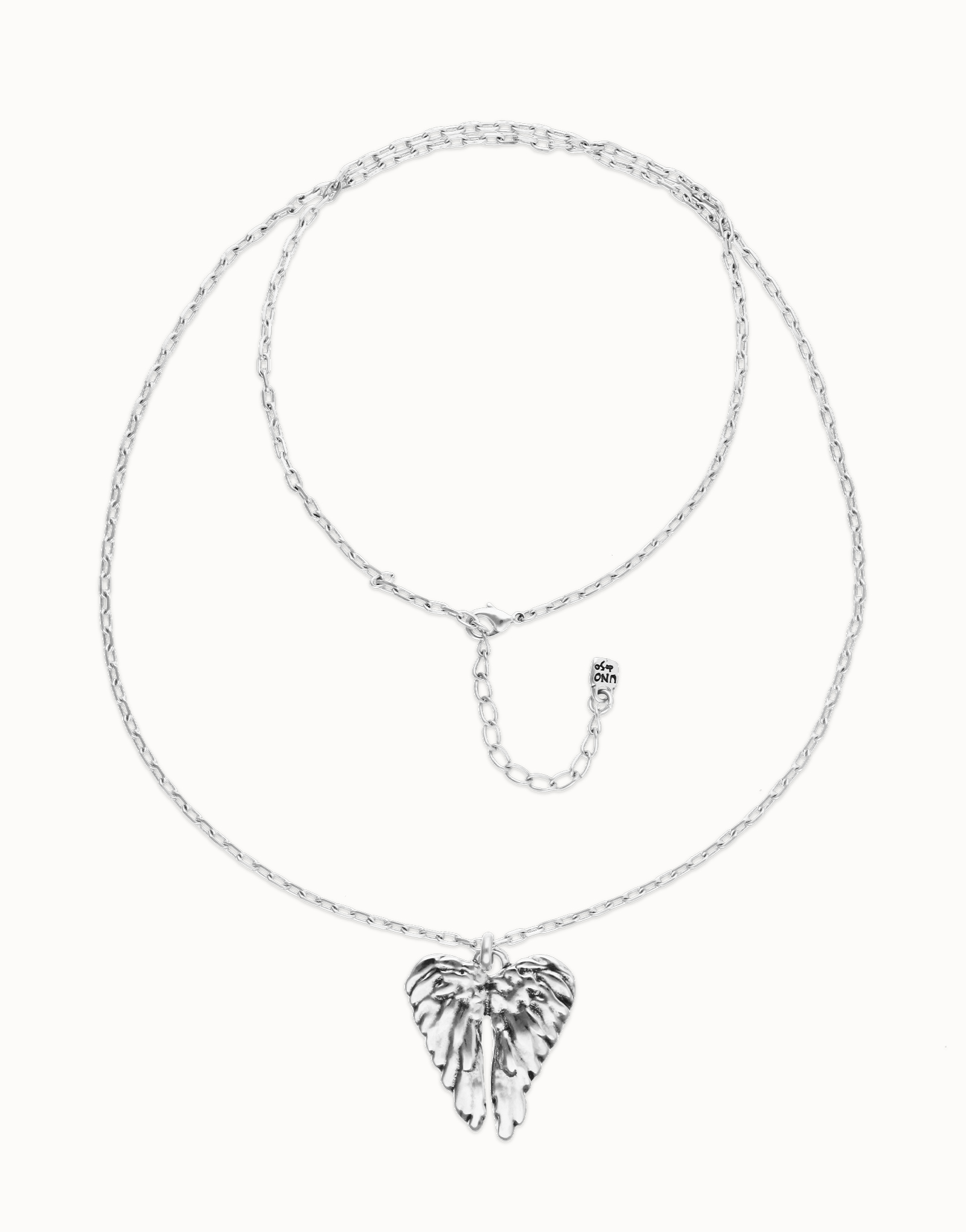 Long necklace with wing detail, Silver, large thumbnail