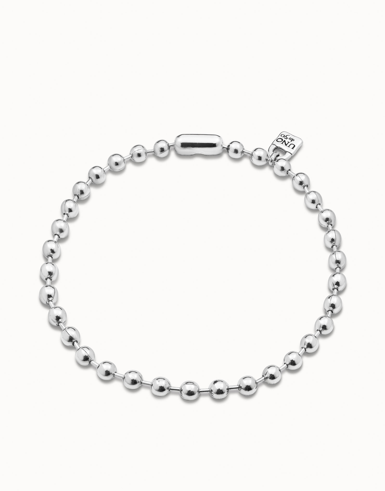 Short beaded necklace with padlock, Silver, large thumbnail