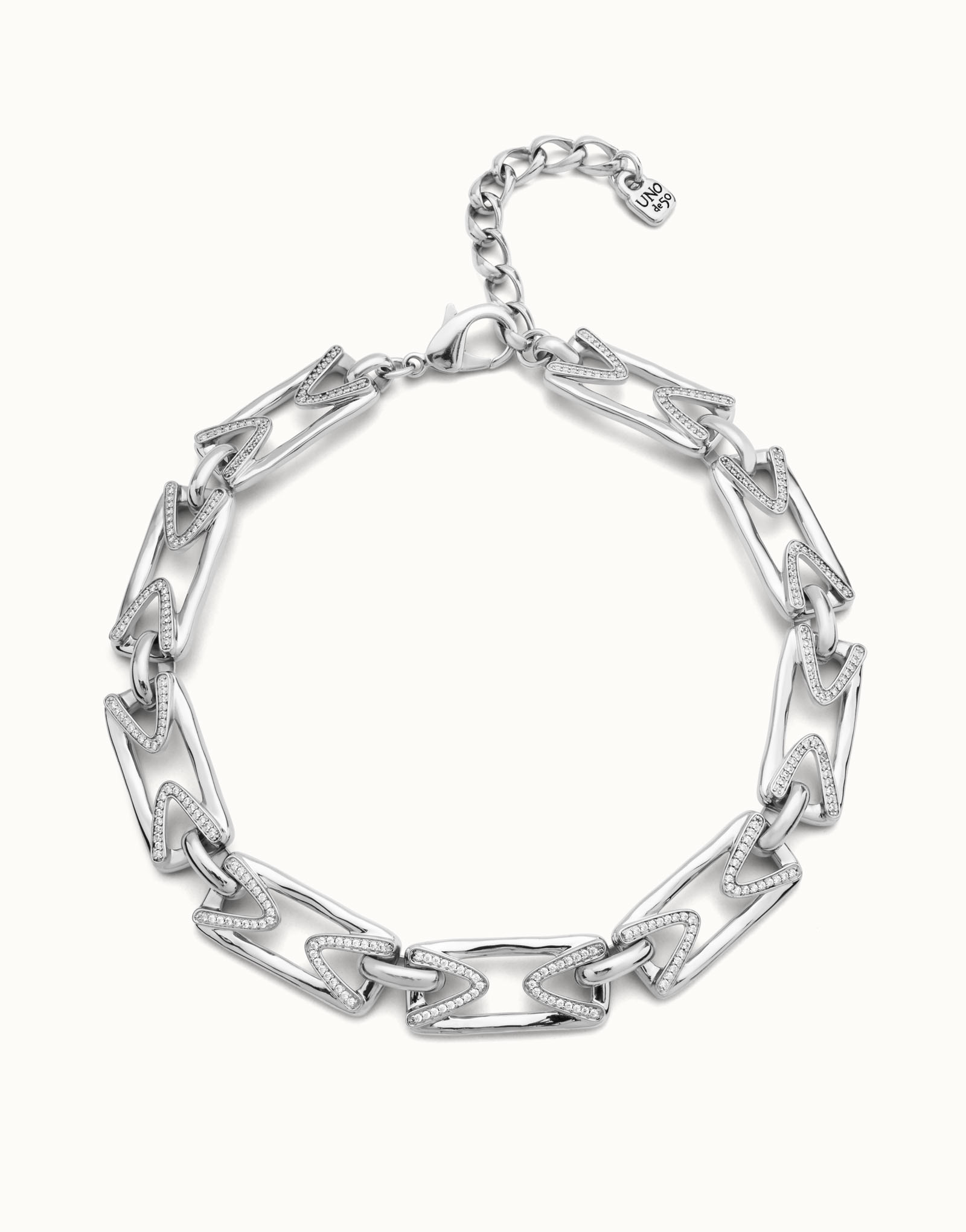 Collier blue plaqué argent avec doubles chaîne à cristaux bleus, Argent, large thumbnail