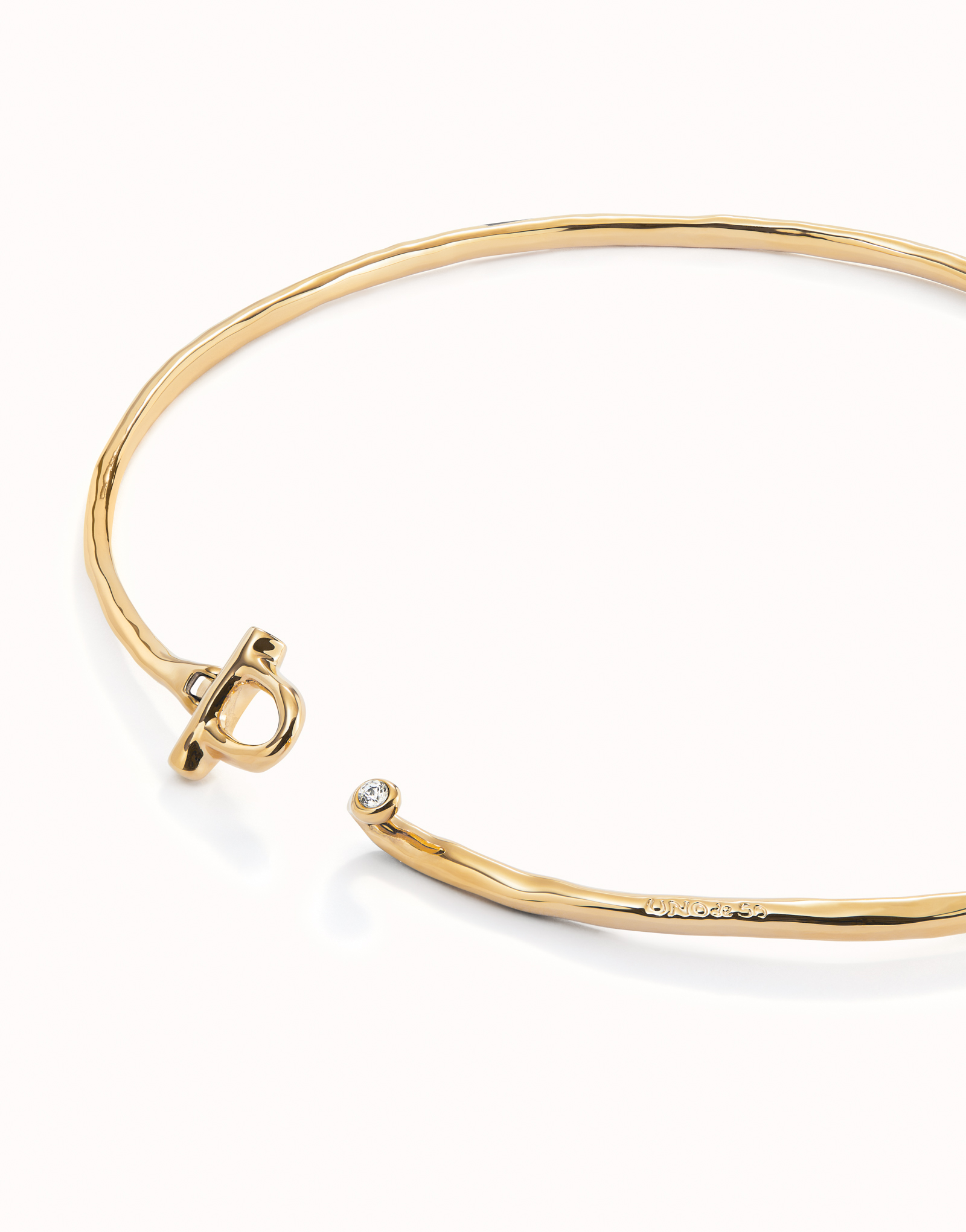 Choker necklace with front clasp and white topaz, Golden, large thumbnail
